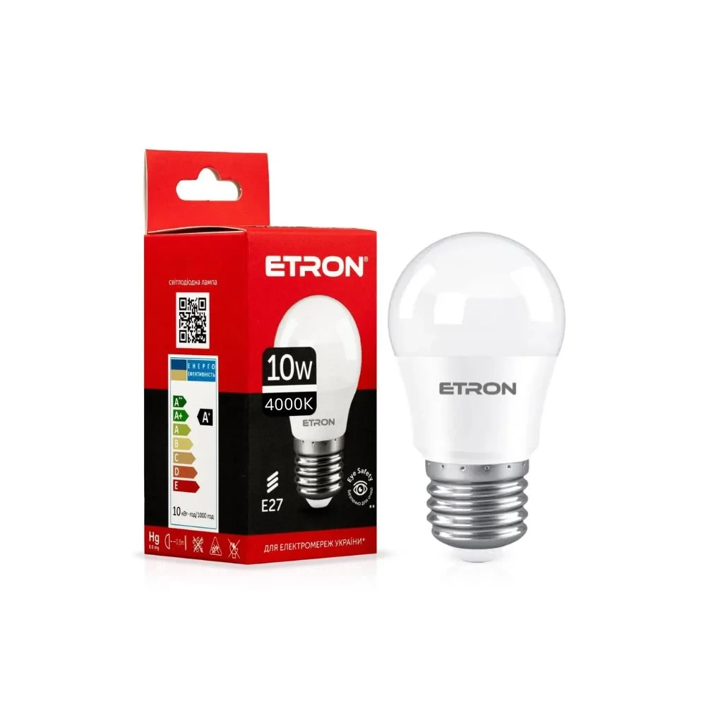 Світлодіодна LED лампа 10W E27 220V G45 4000K ETRON 1-ELP-056, фото 1