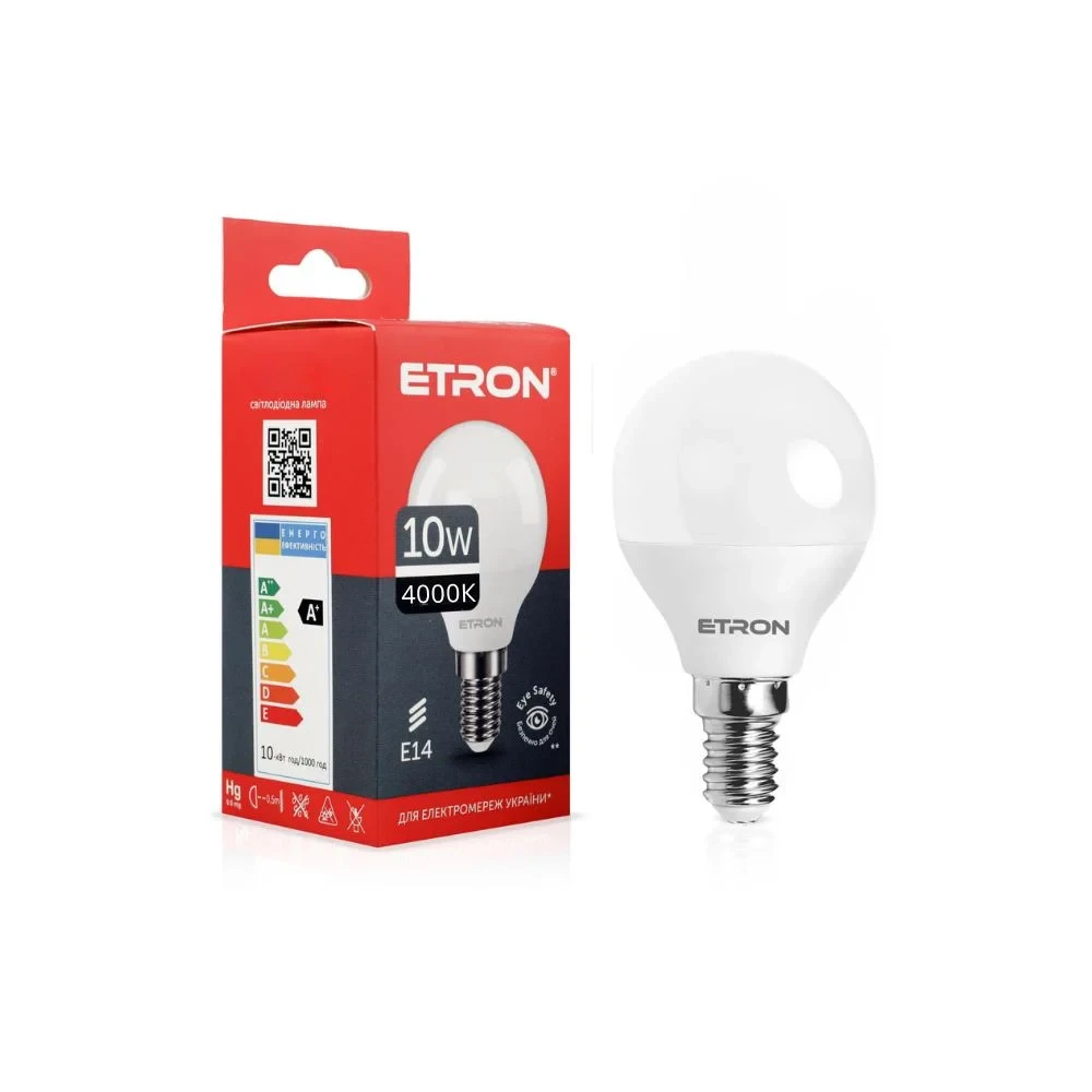 Світлодіодна LED лампа 10W E14 220V G45 4000K ETRON 1-ELP-058, фото 1