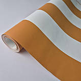 Шпалери вінілові 0.53 × 10.05 м Marburg Zeitlberger 50507, помаранчеві з білими смугами для спальні, вітальні, кабінету, фото 4