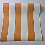 Шпалери вінілові 0.53 × 10.05 м Marburg Zeitlberger 50507, помаранчеві з білими смугами для спальні, вітальні, кабінету, фото 2