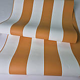 Шпалери вінілові 0.53 × 10.05 м Marburg Zeitlberger 50507, помаранчеві з білими смугами для спальні, вітальні, кабінету, фото 3