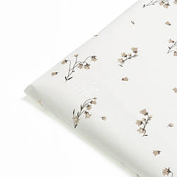 Клапоть ранфорсу  "Кавові дзвіночки на білому тлі", №5704, розмір 35*120 см