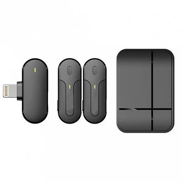 Бездротовий мікрофон M8-2L для iPhone Lightning Plug&Play з приймачем та кейсом зарядки для блогерів