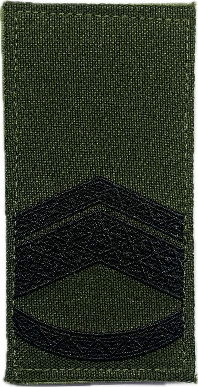 Погон Майстер-сержант (старший прапорщик) (чорна нитка, на липучці) олива, фото 1