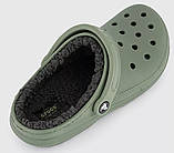 Утеплені клоги Crocs сабо з хутром 43-44 (m10/w12 US) 28,5 см Зелений 1159841699, фото 4