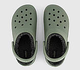 Утеплені клоги Crocs сабо з хутром 43-44 (m10/w12 US) 28,5 см Зелений 1159841699, фото 5