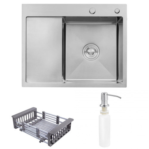 Кухонна мійка Kroner KRP Gebürstet — 6350RHM (3.0/1.0 мм), Kroner, Арт.63534