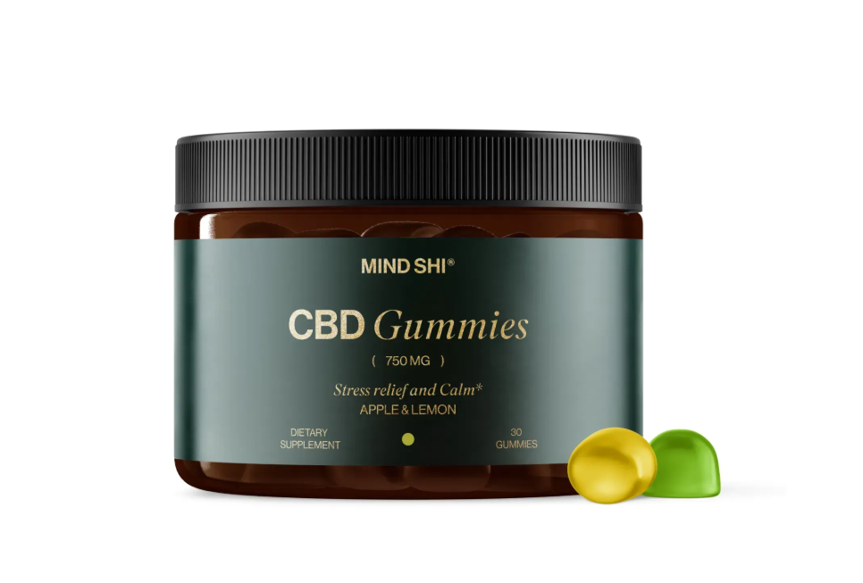 Жувальні цукерки CBD Gummies Full Spectrum Mind Shi 750 мг Яблуко-Лимон 30 шт., фото 1