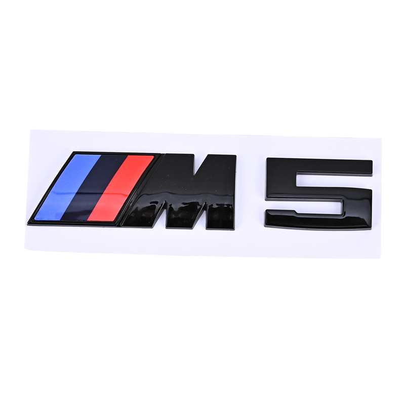 Емблема напис M5 для BMW чорна глянцева 73х27 мм (емблема M)+38х27 мм (цифра) пластик (на скотчі), фото 1