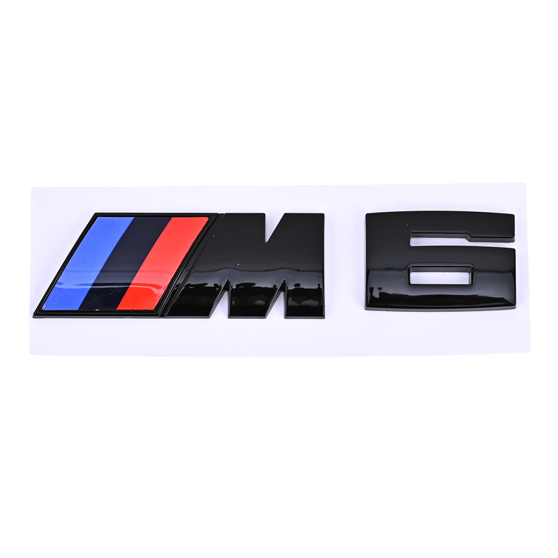 Емблема напис M6 для BMW чорна глянцева 73х27 мм (емблема M)+38х27 мм (цифра) пластик (на скотчі), фото 1