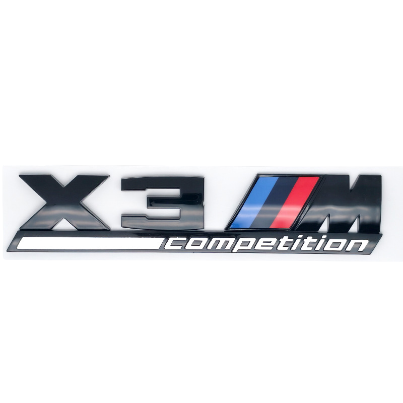 Емблема напис X3M competition для BMW чорна глянцева пластик (на скотчі), фото 1