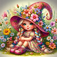 Діамантова мозаїка. Картина на підрамнику Квіткова чарівниця, 30х30см