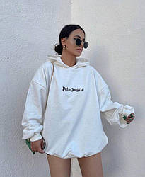 Жіноче худі на флісі; Колір: чорний, білий, меланж; Розміри — оверсайз (42-46) ;