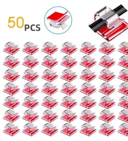 Кліпси-органайзери 50 шт для кабелів і зарядних дротів з клейкою основою