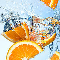 Картина модульна для кухні Апельсини у воді, Цитруси, Часточки апельсина 90х60см з 3-х частин, фото 4