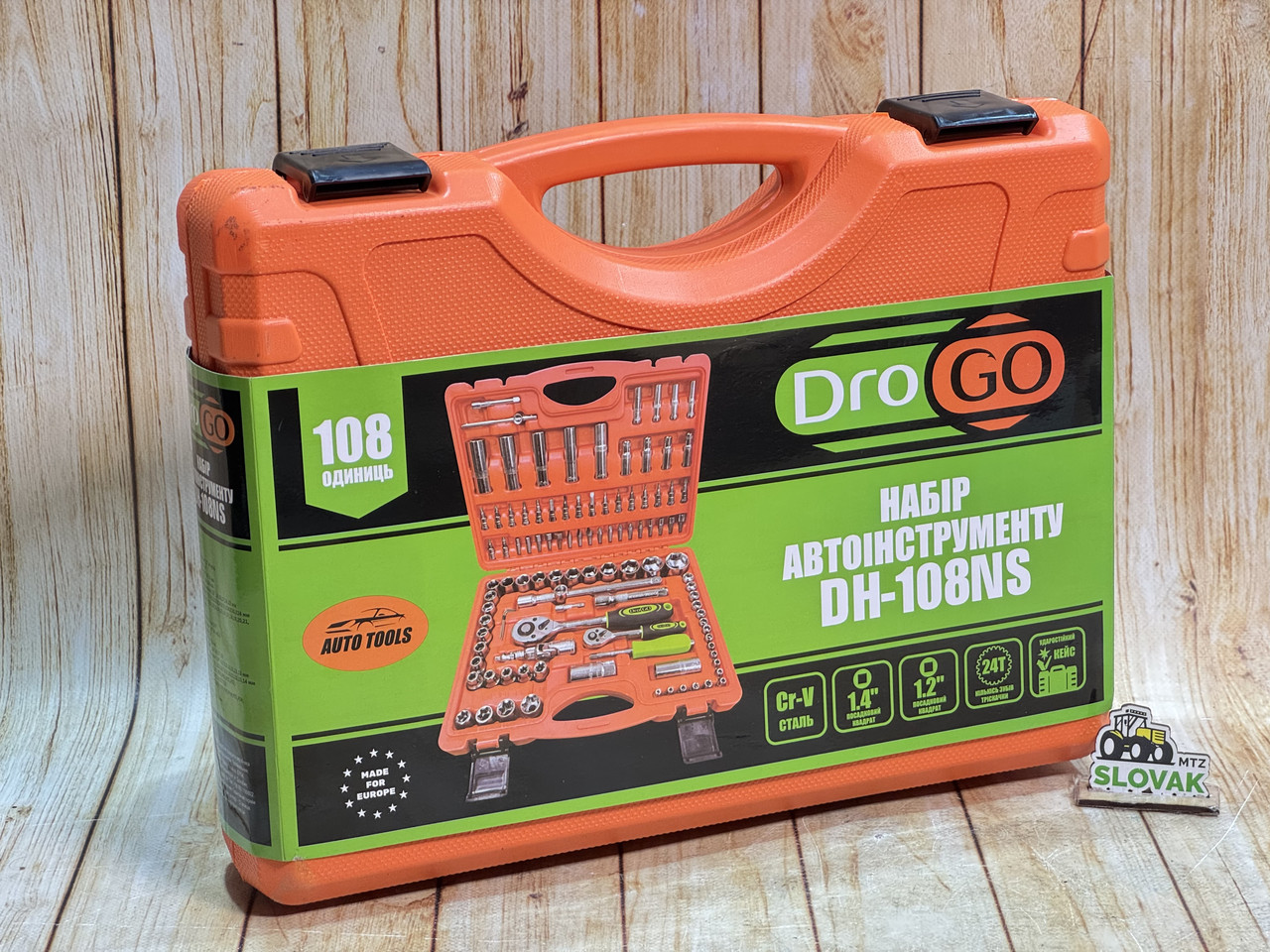 Набір інструментів DroGO DH-108NS (108 одиниць, Cr-V, оранжевий кейс), фото 1