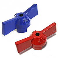 Ручка бабочка на шаровый кран Valve J.G. 1/2 х 3/4 дюйма под винт синяя красная желтая