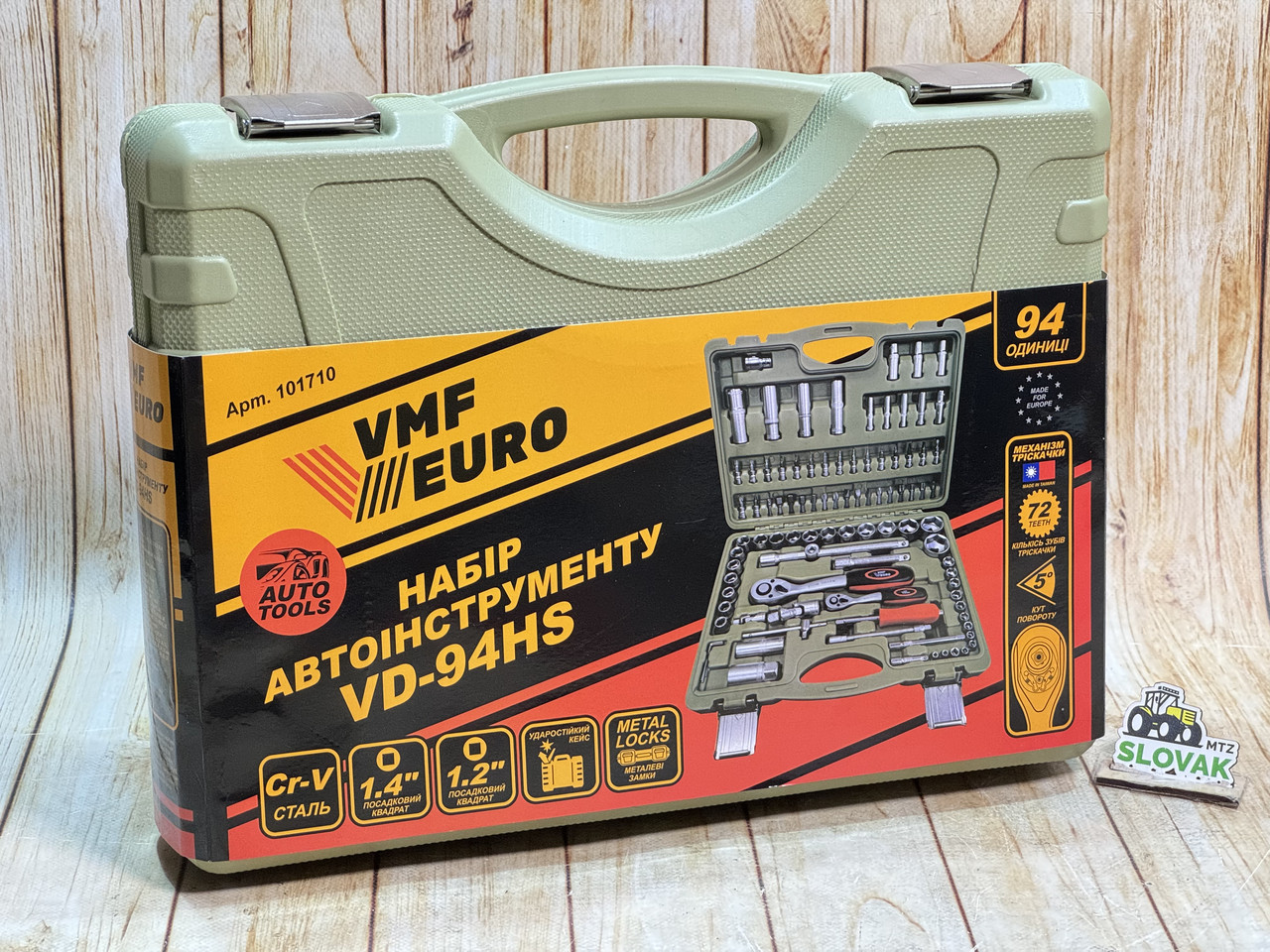 Набір інструментів VMF EURO VD-94HS (94 предмети, Cr-V, оливковий кейс), фото 1