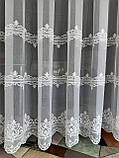 Красивий ніжний молочний тюль бамбук з вишивкою по низу в зал, спальню, вітальню, фото 6