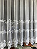 Красивий ніжний молочний тюль бамбук з вишивкою по низу в зал, спальню, вітальню, фото 9