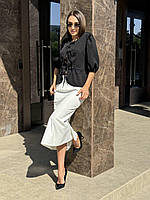 Женская трендовая базовая стильная юбка черный белый 42-44 46-48