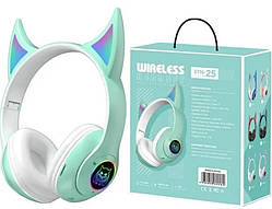 Стильні бездротові навушники STN-25 з вушками та підсвіткою М'ятний