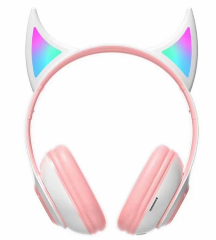 Стильні бездротові навушники STN-25 з вушками та підсвіткою Рожевий, фото 1