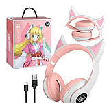 Стильні бездротові навушники STN-25 з вушками та підсвіткою Рожевий, фото 6