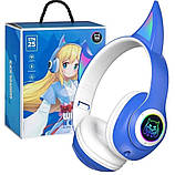 Стильні бездротові навушники STN-25 з вушками та підсвіткою Синій, фото 3