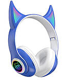 Стильні бездротові навушники STN-25 з вушками та підсвіткою Синій, фото 5