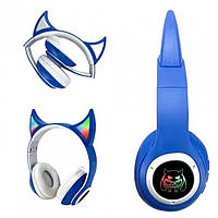Стильні бездротові навушники STN-25 з вушками та підсвіткою Синій