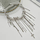 Жіноче кольє намисто сріблясте із перлами, фото 6