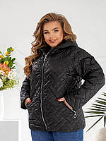 Куртка стьобана жіноча демисезонна «Мікс» на блискавці з капюшоном 0859 64-66,68-70