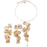 Комплект сережки і кольє вечірні золотисті квіти, фото 4