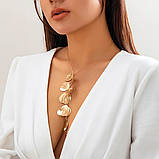 Комплект сережки і кольє вечірні золотисті квіти, фото 6