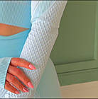 Костюм для тренувань жіночий топ з рукавами на блискавці фітнес лосини з високою талією комплект-двійка в зал, фото 2