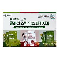 Mippeum Collagen Jelly Stick Mix Package fresh series Желе з колагеном трьох смаків, 45 стіків