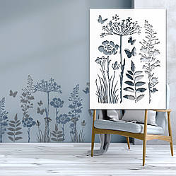 Трафарет пластиковий для штукатурки, фарбування Квіти та листя (780х600) тонкий 1 мм