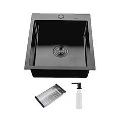 Кухонна мийка ITAL HD4050B, 400x500мм, нержавіюча сталь, чорний