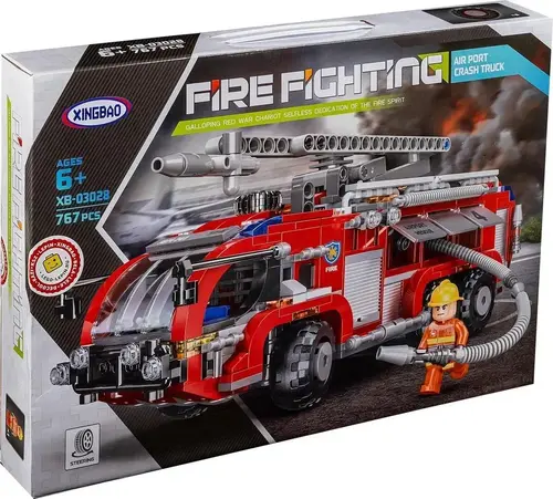 Конструктор машина з гідрантом "Пожежна вантажівка" 767 ел. рухомі елементи в коробці (XB-03028), фото 1
