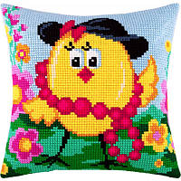 Набір для вишивки хрестом Чарівниця Z-24 Подушка Курча з намистом