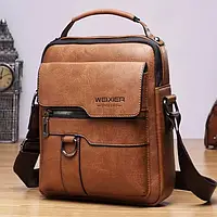 Чоловіча шкіряна сумка-рюкзак WEIXIER портфель рюкзак вертикальна