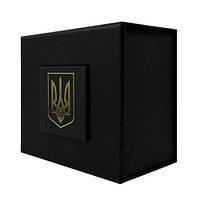 Картонна коробочка для годинника чорна з тризубом