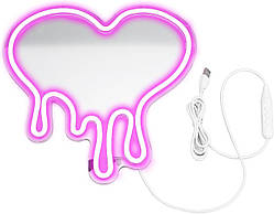 Неонове світло Jeffergarden у формі серця з регульованою яскравістю USB-інтерфейсний декоративний світильник з рожевою лампою