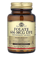 Фолат (метафолін) Solgar, 666 мкг DFE (400 мкг), 100 табл., для метаболізму та нервової системи