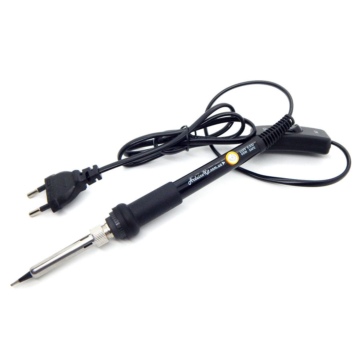 Паяльник електричний мережевий 60 Вт з вимикачем для пайки проводів та мікросхем, фото 1