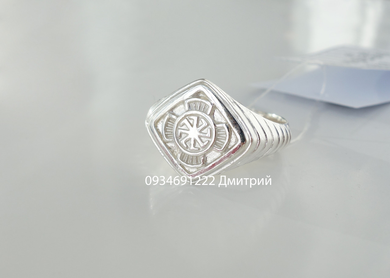 Срібна чоловіча печатка з коловратом, фото 1