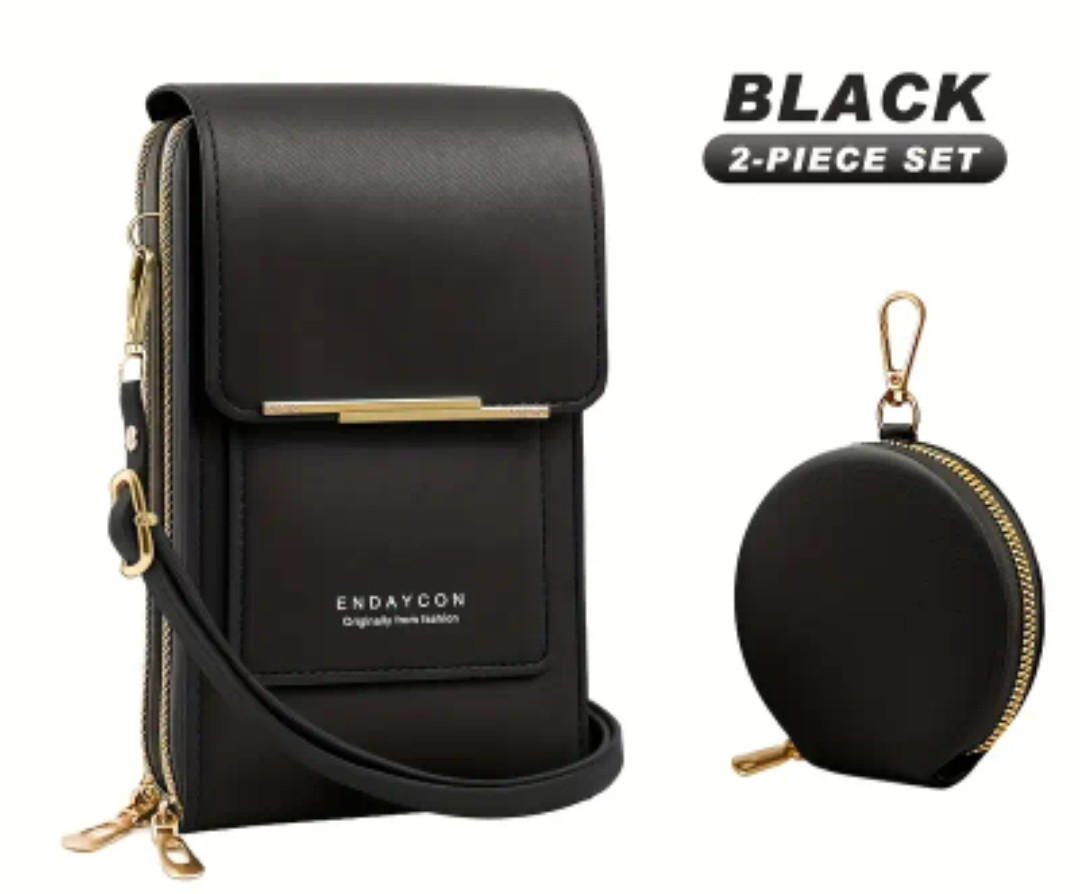 Сумка клатч через плече, міні сумка для телефону + гаманець 2 кольори, фото 1