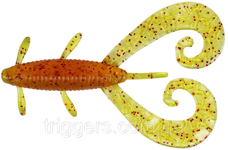 Силікон Reins G-Tail Twin 2" 566 Motor Oil Red Flake (10 шт./пач.), фото 1