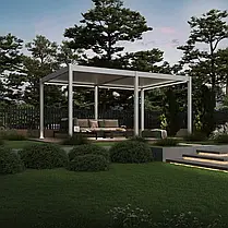 Пергола прямокутна 3,6x5,3 м Gutroof Deluxe Automatic Біла з підсвічуванням і дренажем,, фото 5